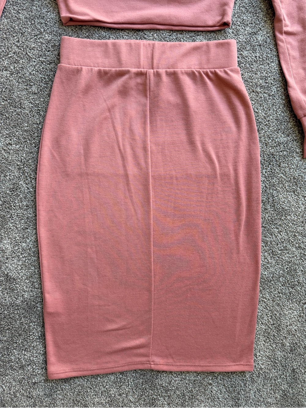 Lulu's Dusty Rose Gold Pink Cropped Hooded Sweatshirt & Midi Skirt Set Size XS - Picture 10 of 15